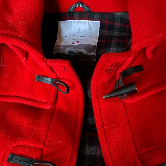 Original Montgomery Coat Duffle Women’s Tartan Red Horn Toggle England Wool - Picture 7 of 8